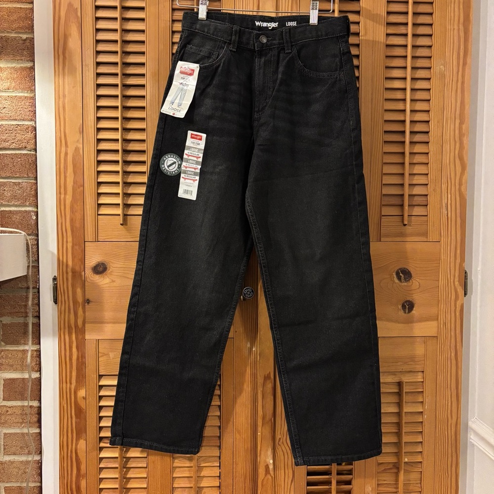 NWT Wrangler Men's Women’s Black Jeans  Dark Wash Black Wash Loose Fit Regular - Picture 4 of 7